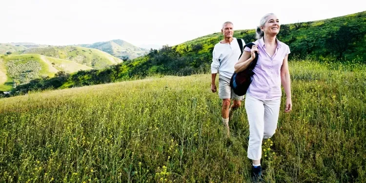 Couple outdoors hiking