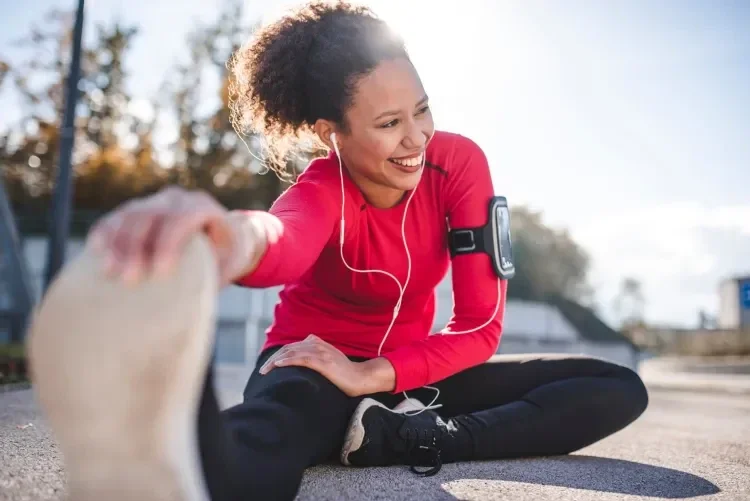 A person stretching her leg