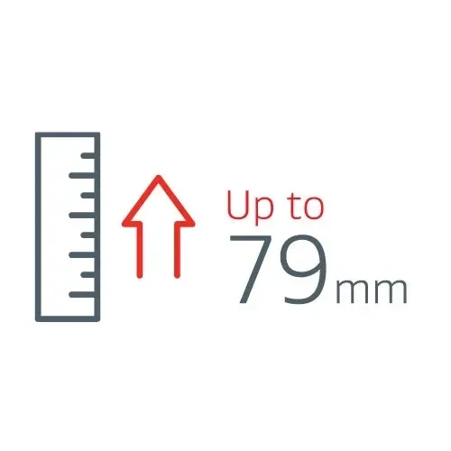 Up to 79 millimeters stent length