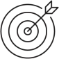 Vector image of a single arrow hitting a bullseye on a target.